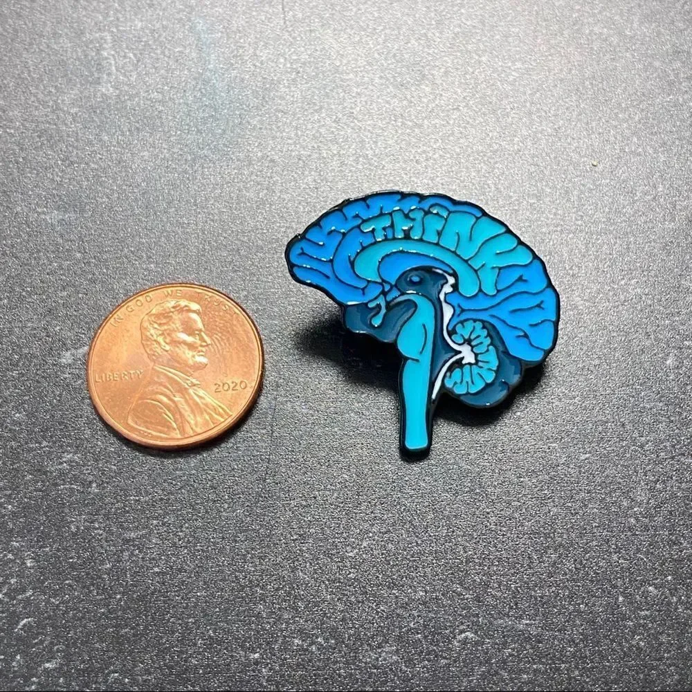 Think Blue Brain Enamel Pin/ Brooch